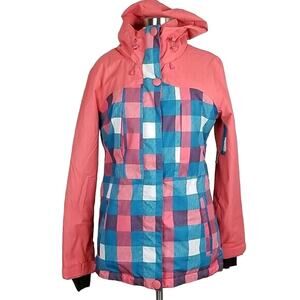 PWDR ROOM Jacket Women S Avenue Snowboard Ski Winter Waterproof Checker Preppy